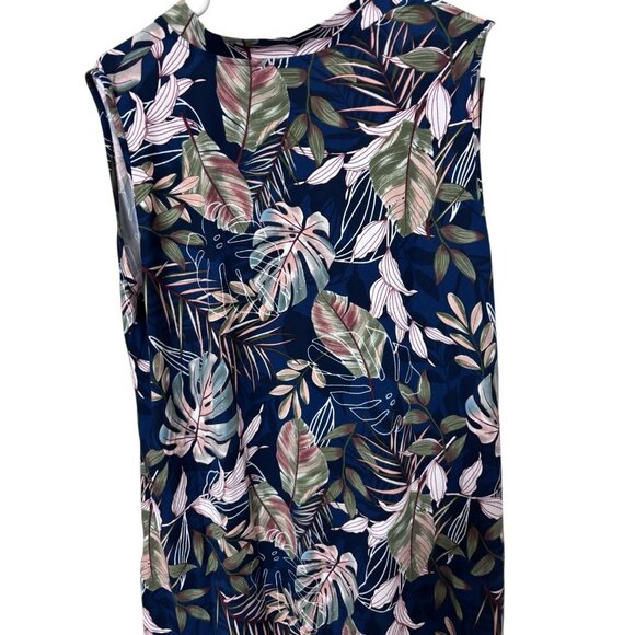 MOLERANI Navy Tropical Leaf Print Sleeveless Swing Dress NWT – Size 2XL - Picture 2 of 7